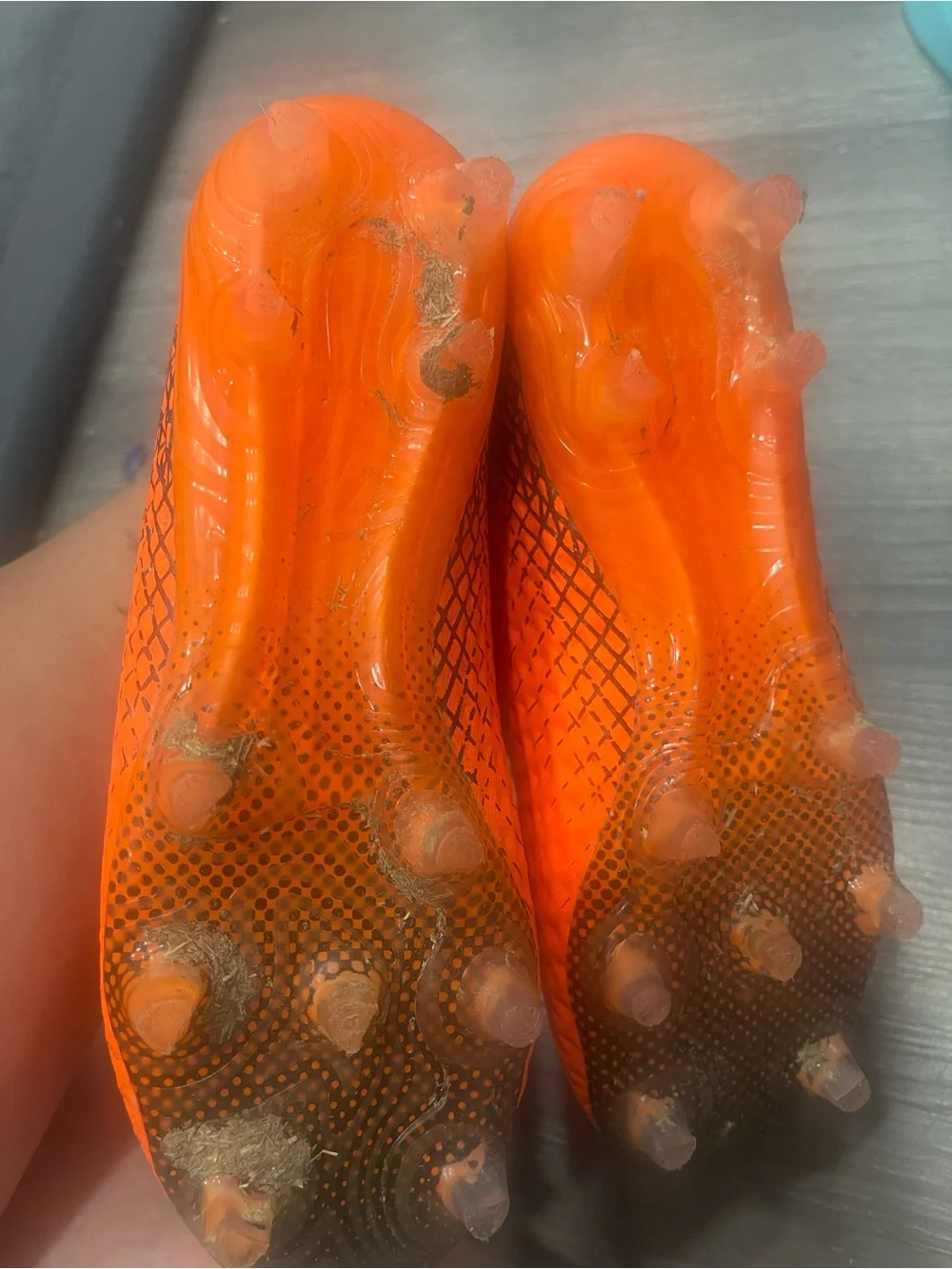 Kids Bright Orange Athletic Sneakers with Hook-and-Loop Strap cleats